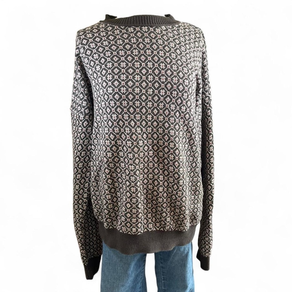 Claiborne Dark Green and Cream Fair Isle Knit Men's Sweater